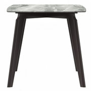 Krevor Modern Dining Table with Rectangular Stone/Glass Wide Tabletop with Black Steel Legs Sintered Stone 55 Inches Wide Light Grey Dining Table Leisuremod