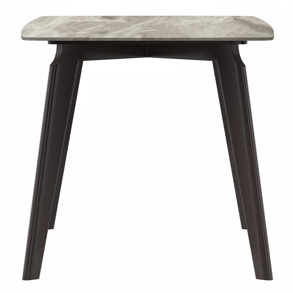 Krevor Modern Dining Table with Rectangular Stone/Glass Wide Tabletop with Black Steel Legs Sintered Stone White Grey Dining Table Leisuremod
