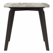 Krevor Modern Dining Table with Rectangular Stone/Glass Wide Tabletop with Black Steel Legs Sintered Stone White Grey Dining Table Leisuremod