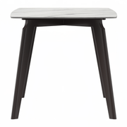 Krevor Modern Dining Table with Rectangular Stone/Glass Wide Tabletop with Black Steel Legs Sintered Stone White Dining Table Leisuremod