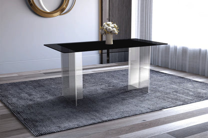 Kova Rectangular Dining Table with Sintered Stone or Glass Top and Acrylic Base Legs - Elax Furniture