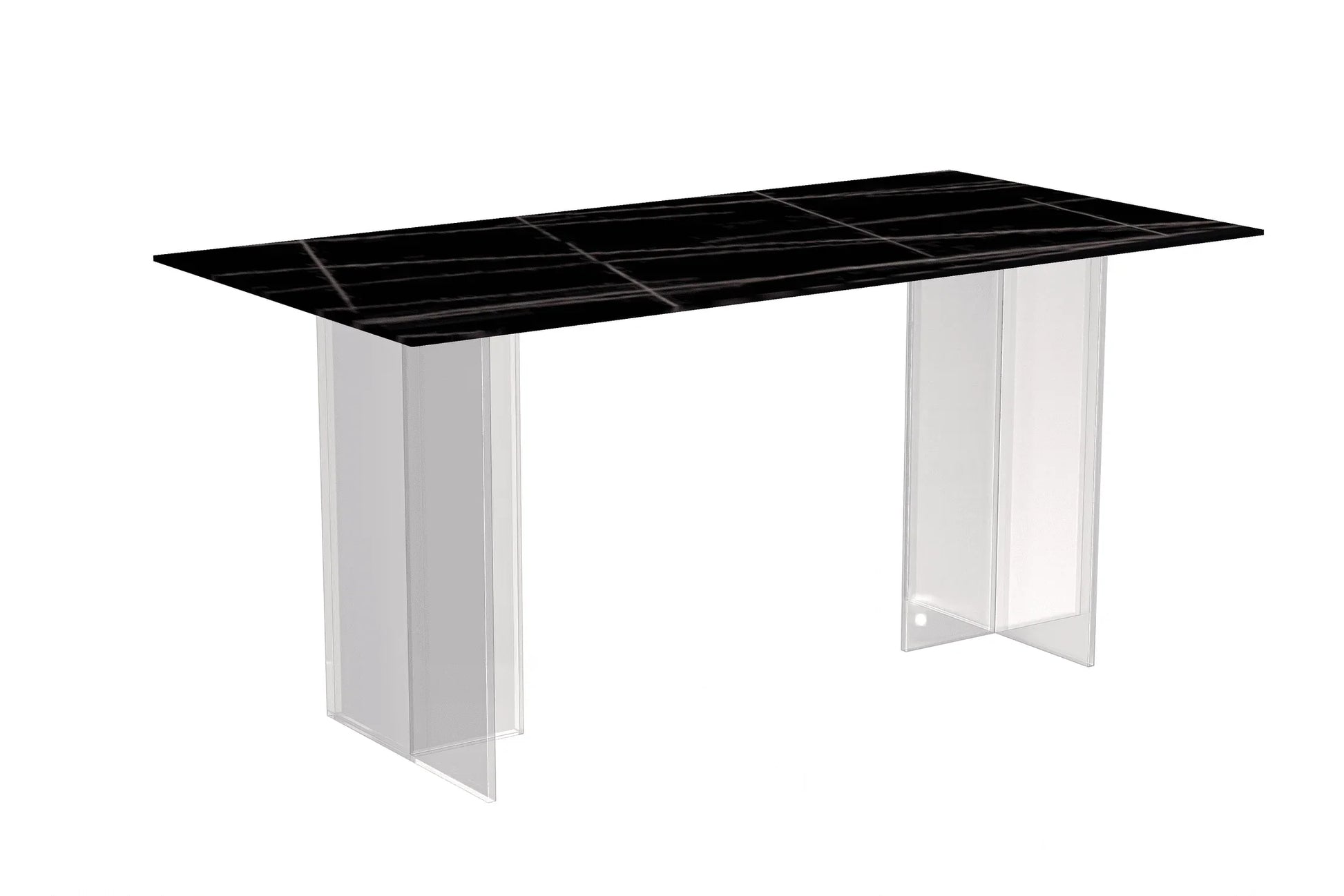 Kova Rectangular Dining Table with Sintered Stone or Glass Top and Acrylic Base Legs - Elax Furniture