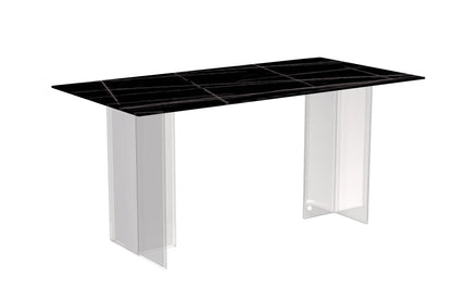 Kova Rectangular Dining Table with Sintered Stone or Glass Top and Acrylic Base Legs - Elax Furniture