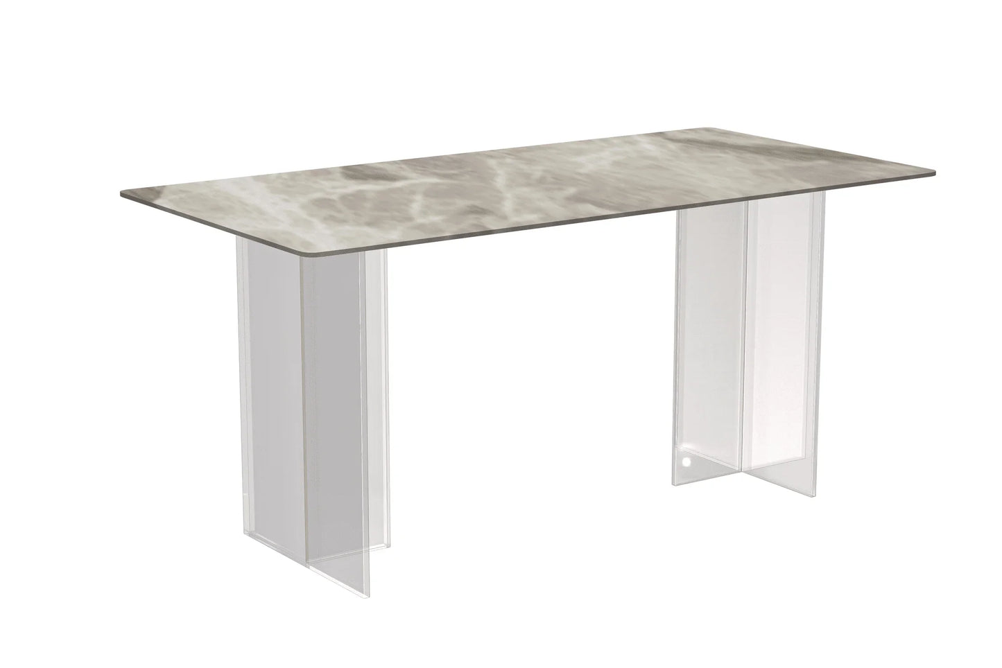 Kova Rectangular Dining Table with Sintered Stone or Glass Top and Acrylic Base Legs - Elax Furniture