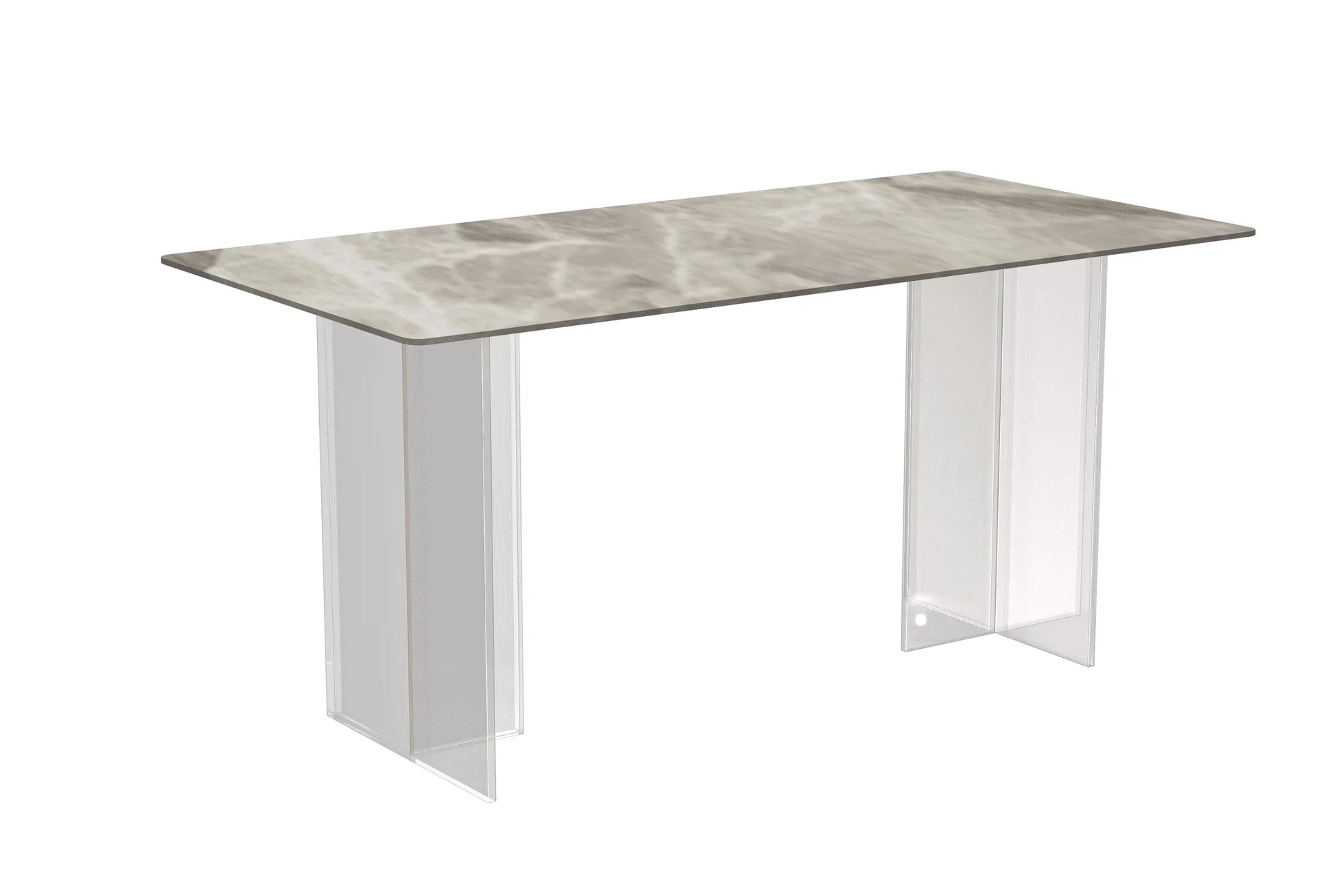 Kova Rectangular Dining Table with Sintered Stone or Glass Top and Acrylic Base Legs - Elax Furniture
