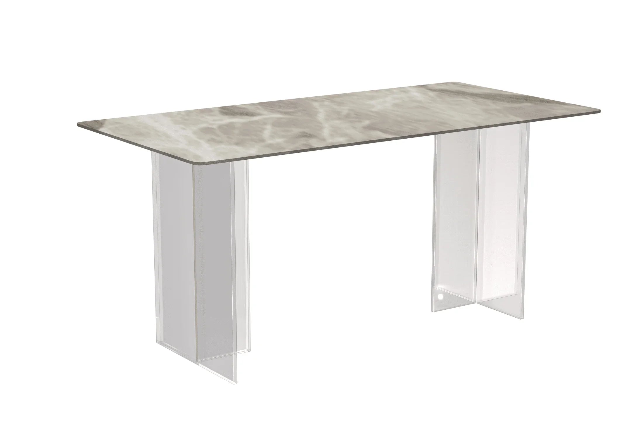 Kova Rectangular Dining Table with Sintered Stone or Glass Top and Acrylic Base Legs - Elax Furniture