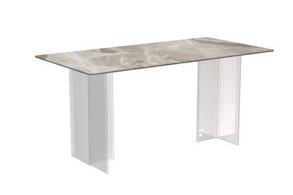 Kova Rectangular Dining Table with Sintered Stone or Glass Top and Acrylic Base Legs - Elax Furniture