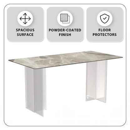 Kova Rectangular Dining Table with Sintered Stone or Glass Top and Acrylic Base Legs - Elax Furniture