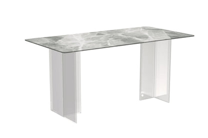 Kova Rectangular Dining Table with Sintered Stone or Glass Top and Acrylic Base Legs - Elax Furniture
