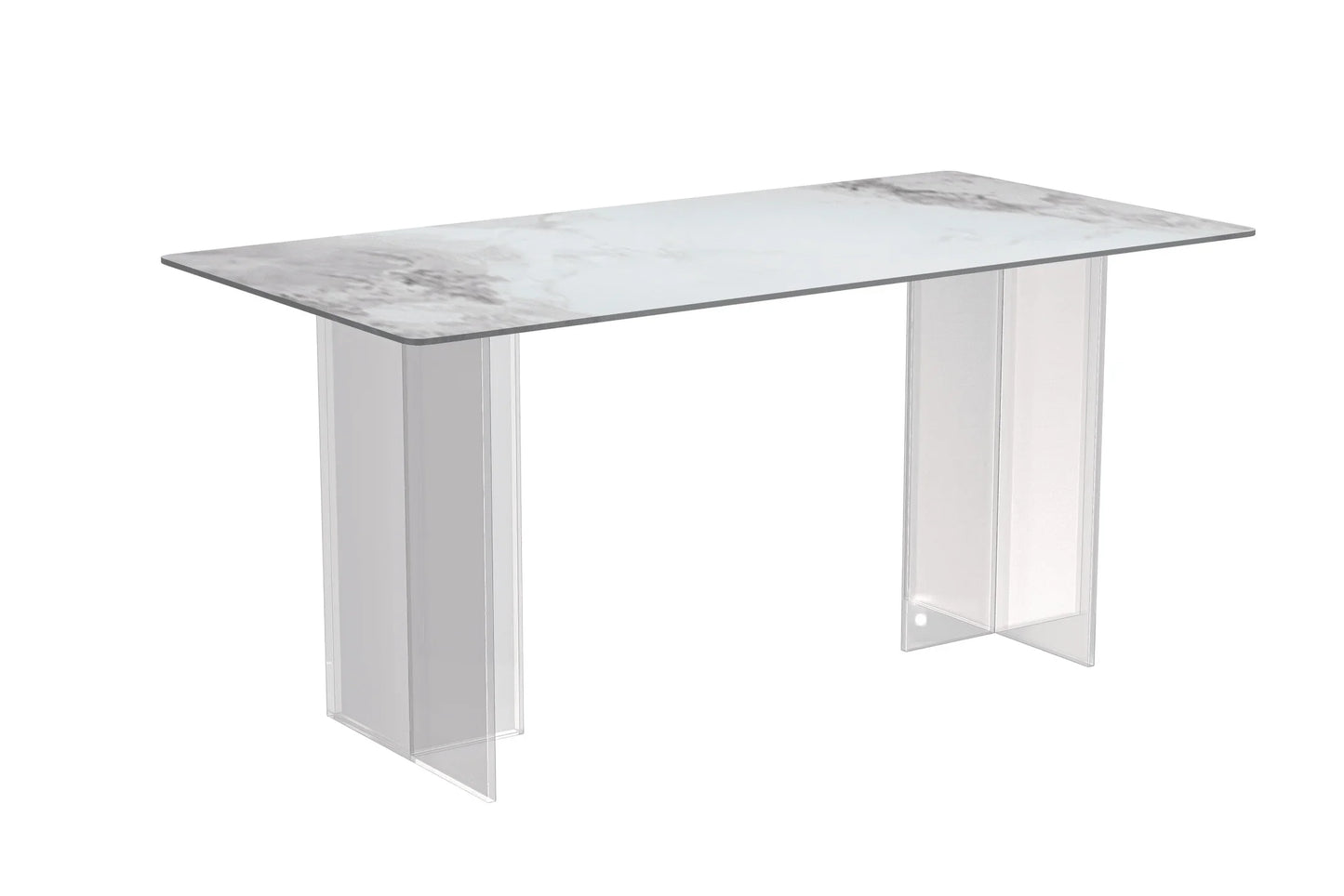 Kova Rectangular Dining Table with Sintered Stone or Glass Top and Acrylic Base Legs - Elax Furniture