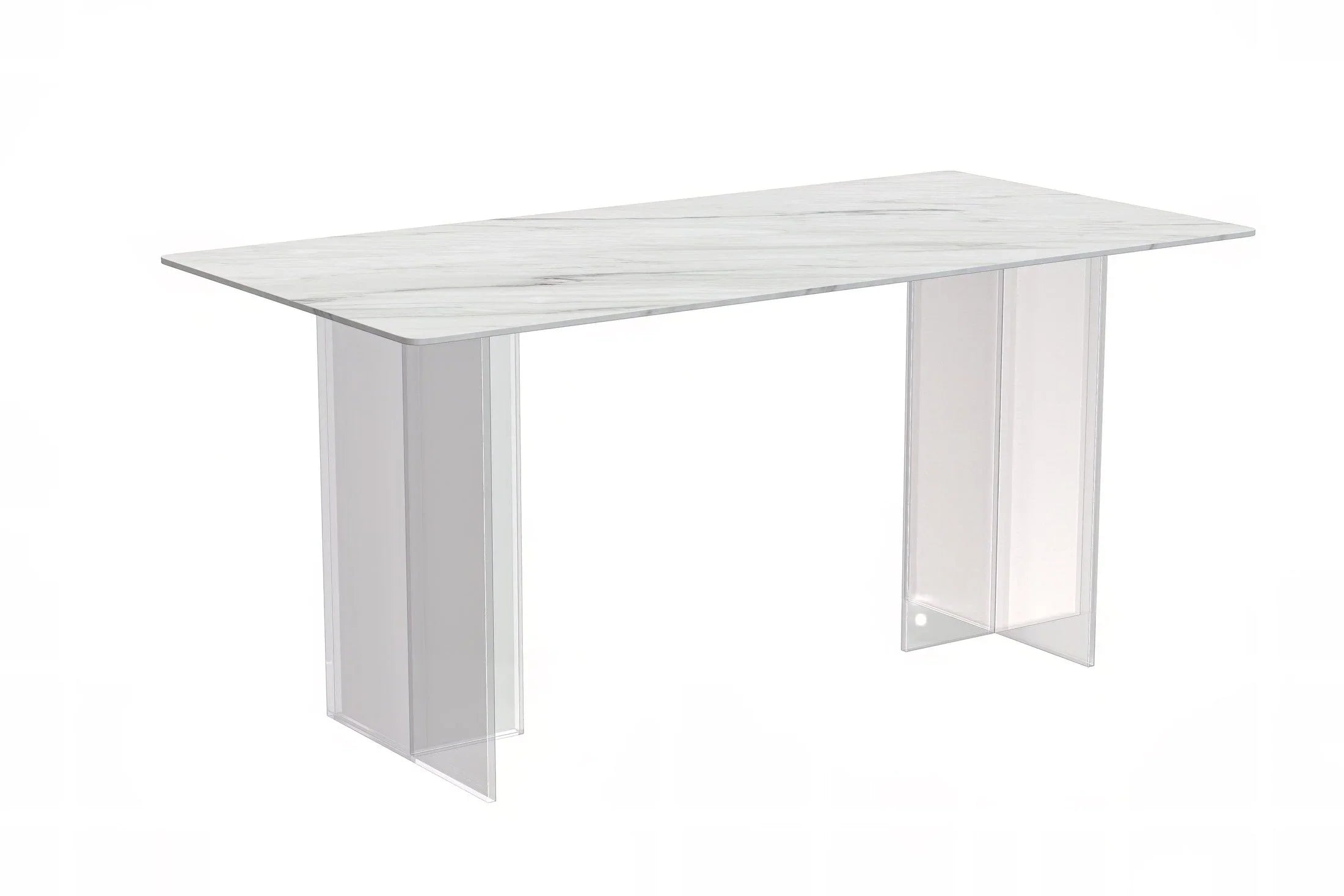Kova Rectangular Dining Table with Sintered Stone or Glass Top and Acrylic Base Legs - Elax Furniture