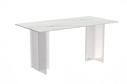 Kova Rectangular Dining Table with Sintered Stone or Glass Top and Acrylic Base Legs - Elax Furniture