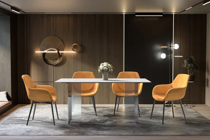 Kova Rectangular Dining Table with Sintered Stone or Glass Top and Acrylic Base Legs - Elax Furniture