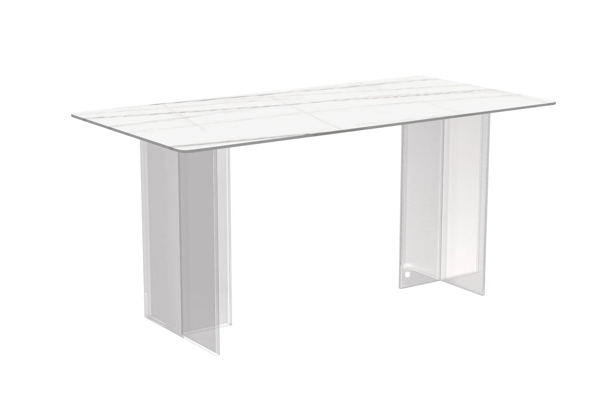 Kova Rectangular Dining Table with Sintered Stone or Glass Top and Acrylic Base Legs - Elax Furniture