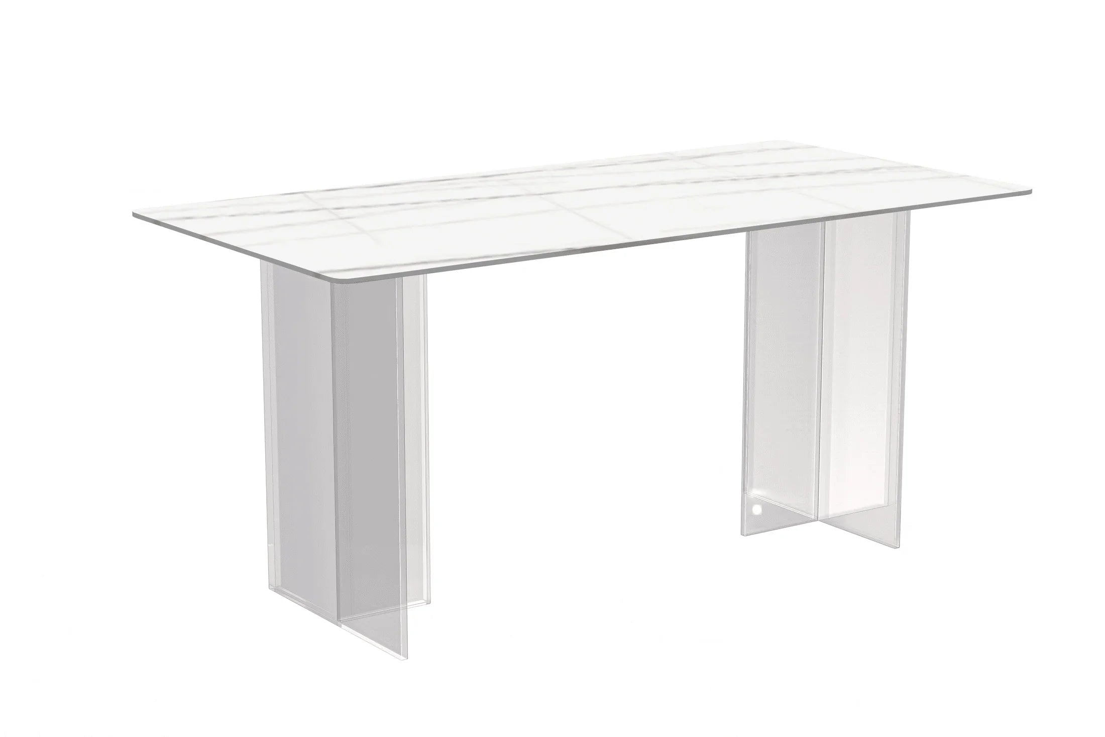 Kova Rectangular Dining Table with Sintered Stone or Glass Top and Acrylic Base Legs - Elax Furniture