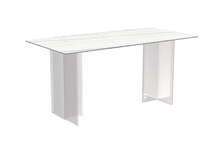 Kova Rectangular Dining Table with Sintered Stone or Glass Top and Acrylic Base Legs - Elax Furniture