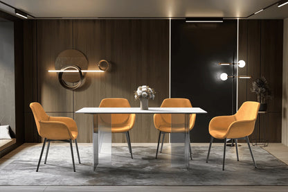 Kova Rectangular Dining Table with Sintered Stone or Glass Top and Acrylic Base Legs - Elax Furniture