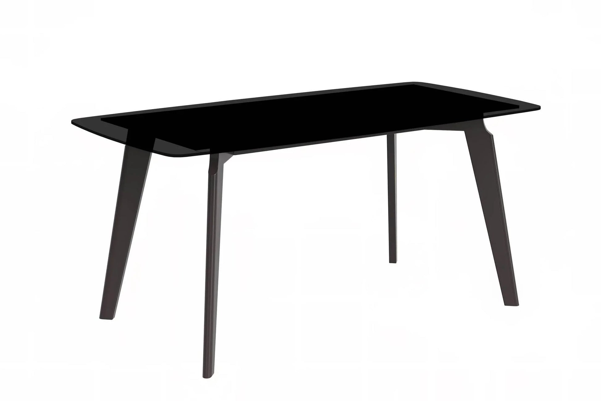 Krevor Modern Dining Table with Rectangular Stone/Glass Wide Tabletop with Black Steel Legs - Elax Furniture
