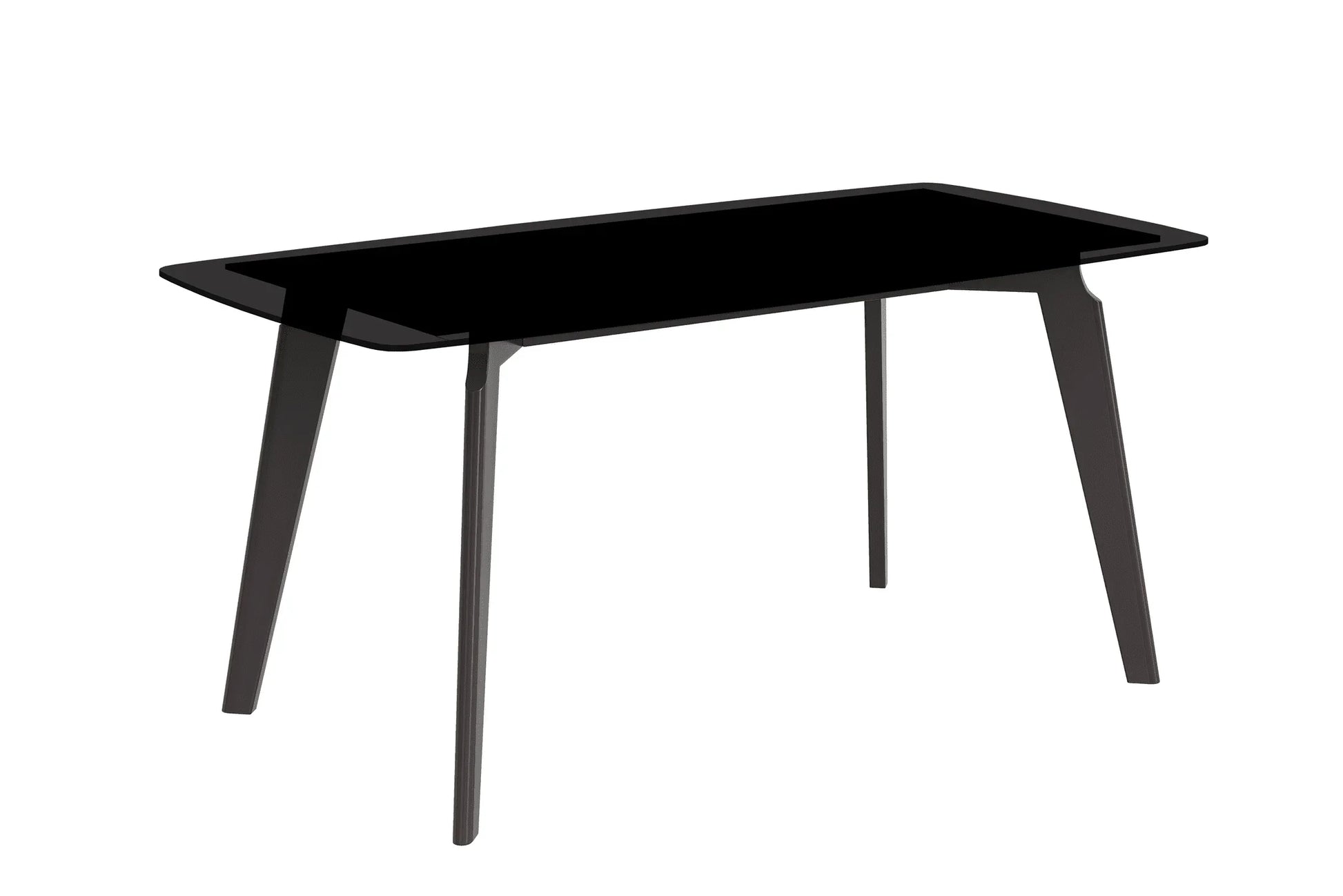 Krevor Modern Dining Table with Rectangular Stone/Glass Wide Tabletop with Black Steel Legs - Elax Furniture