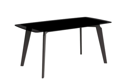 Krevor Modern Dining Table with Rectangular Stone/Glass Wide Tabletop with Black Steel Legs - Elax Furniture
