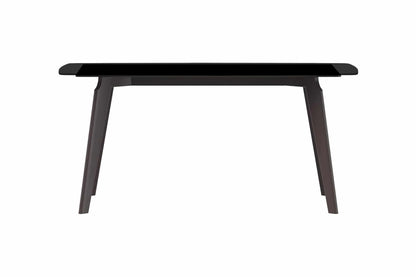 Krevor Modern Dining Table with Rectangular Stone/Glass Wide Tabletop with Black Steel Legs - Elax Furniture