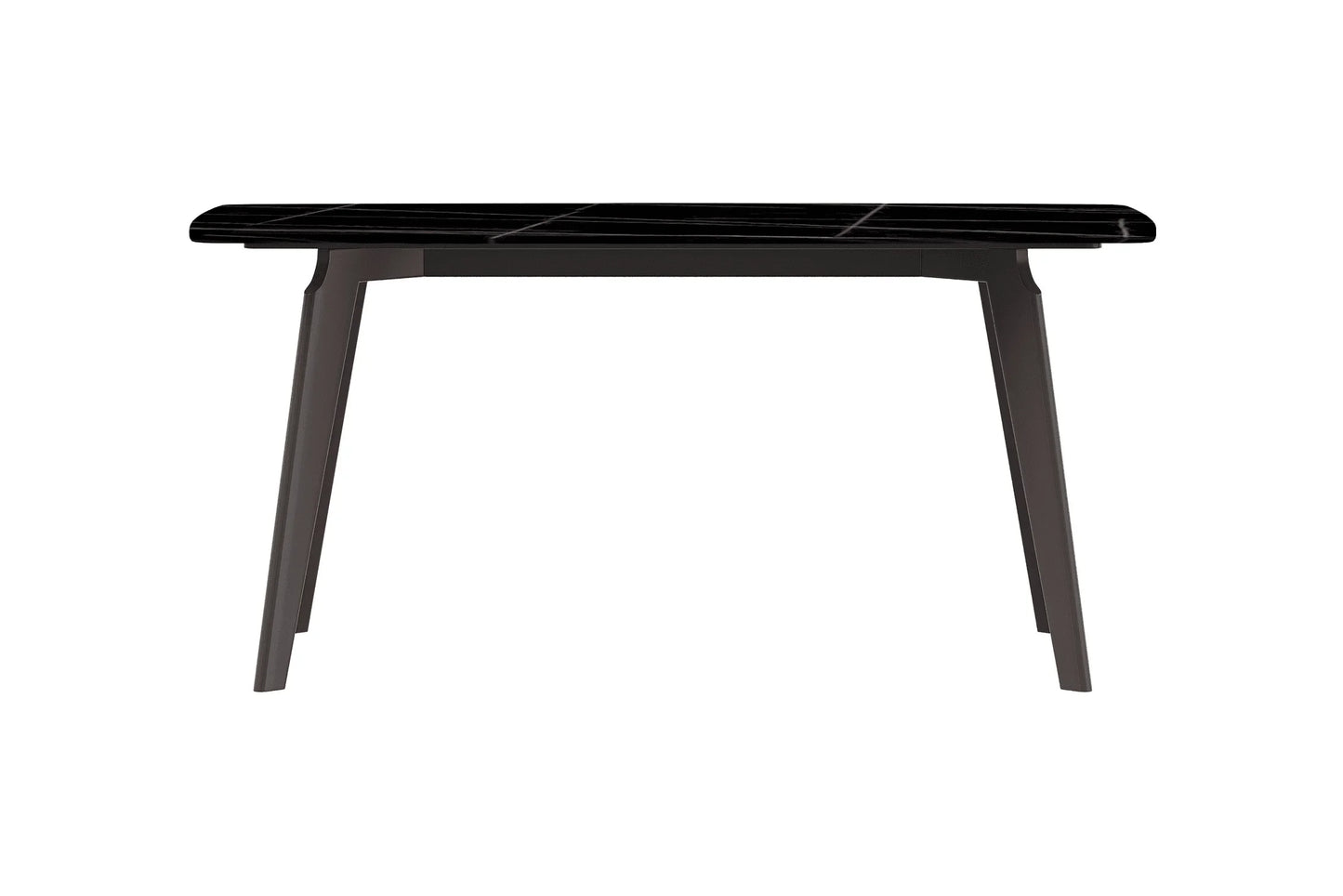 Krevor Modern Dining Table with Rectangular Stone/Glass Wide Tabletop with Black Steel Legs - Elax Furniture