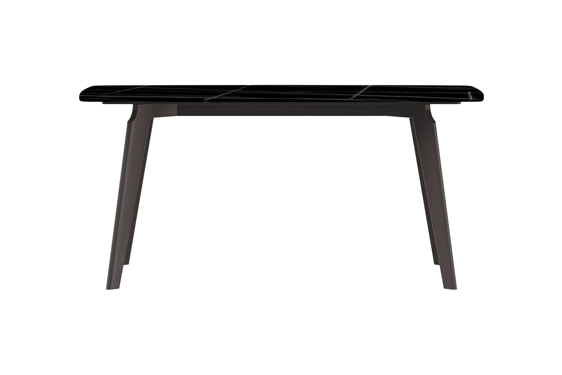 Krevor Modern Dining Table with Rectangular Stone/Glass Wide Tabletop with Black Steel Legs - Elax Furniture