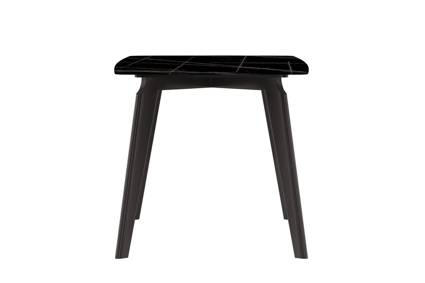Krevor Modern Dining Table with Rectangular Stone/Glass Wide Tabletop with Black Steel Legs - Elax Furniture