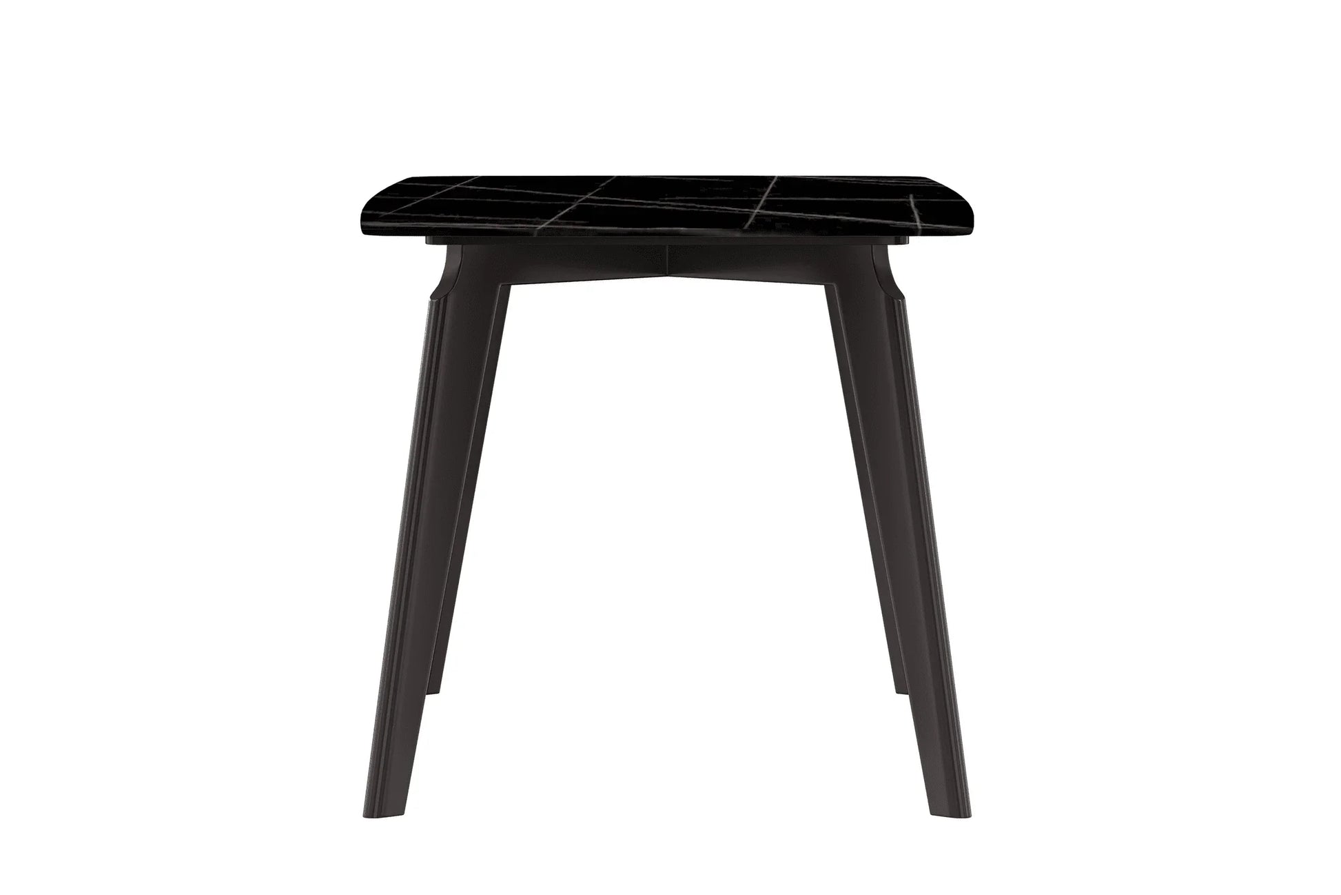 Krevor Modern Dining Table with Rectangular Stone/Glass Wide Tabletop with Black Steel Legs - Elax Furniture