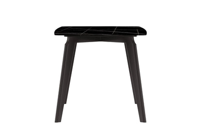 Krevor Modern Dining Table with Rectangular Stone/Glass Wide Tabletop with Black Steel Legs - Elax Furniture