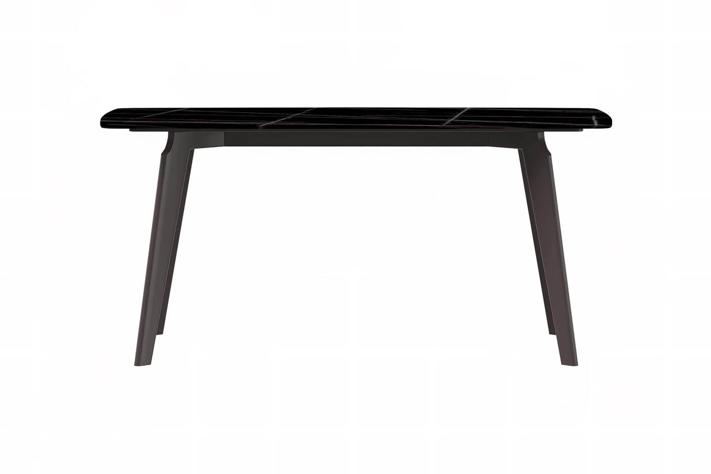 Krevor Modern Dining Table with Rectangular Stone/Glass Wide Tabletop with Black Steel Legs - Elax Furniture