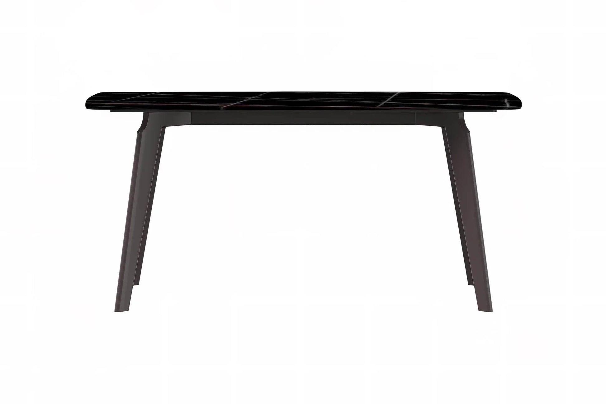 Krevor Modern Dining Table with Rectangular Stone/Glass Wide Tabletop with Black Steel Legs - Elax Furniture