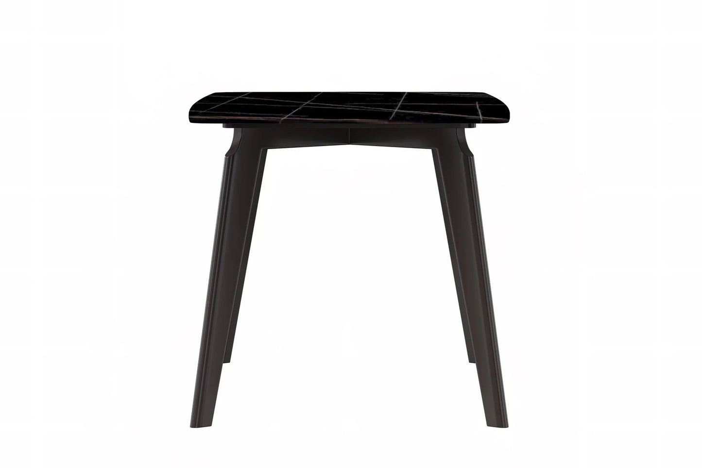 Krevor Modern Dining Table with Rectangular Stone/Glass Wide Tabletop with Black Steel Legs - Elax Furniture