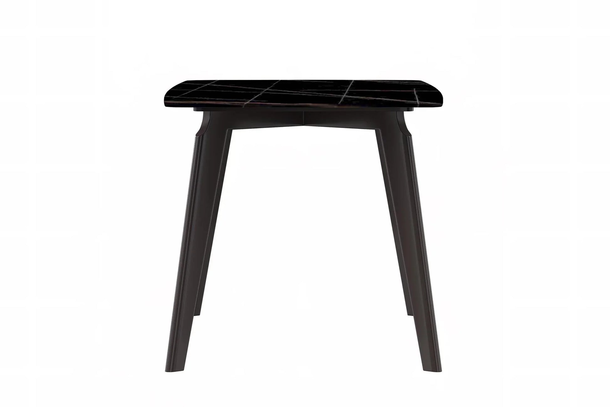 Krevor Modern Dining Table with Rectangular Stone/Glass Wide Tabletop with Black Steel Legs - Elax Furniture