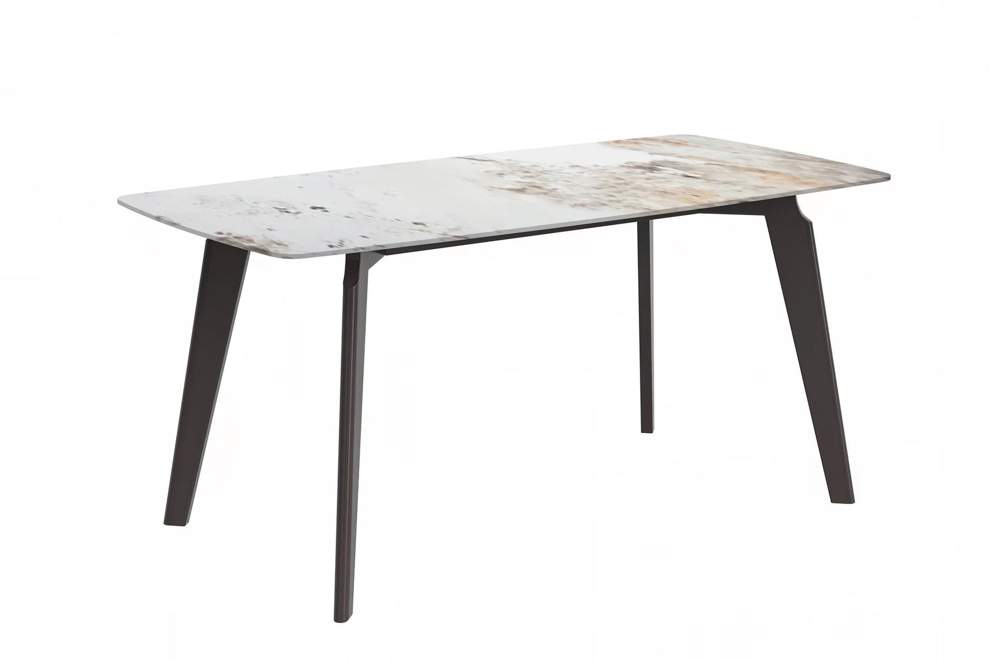 Krevor Modern Dining Table with Rectangular Stone/Glass Wide Tabletop with Black Steel Legs - Elax Furniture