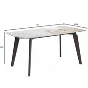 Krevor Modern Dining Table with Rectangular Stone/Glass Wide Tabletop with Black Steel Legs - Elax Furniture