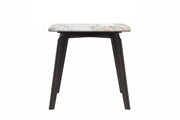 Krevor Modern Dining Table with Rectangular Stone/Glass Wide Tabletop with Black Steel Legs - Elax Furniture
