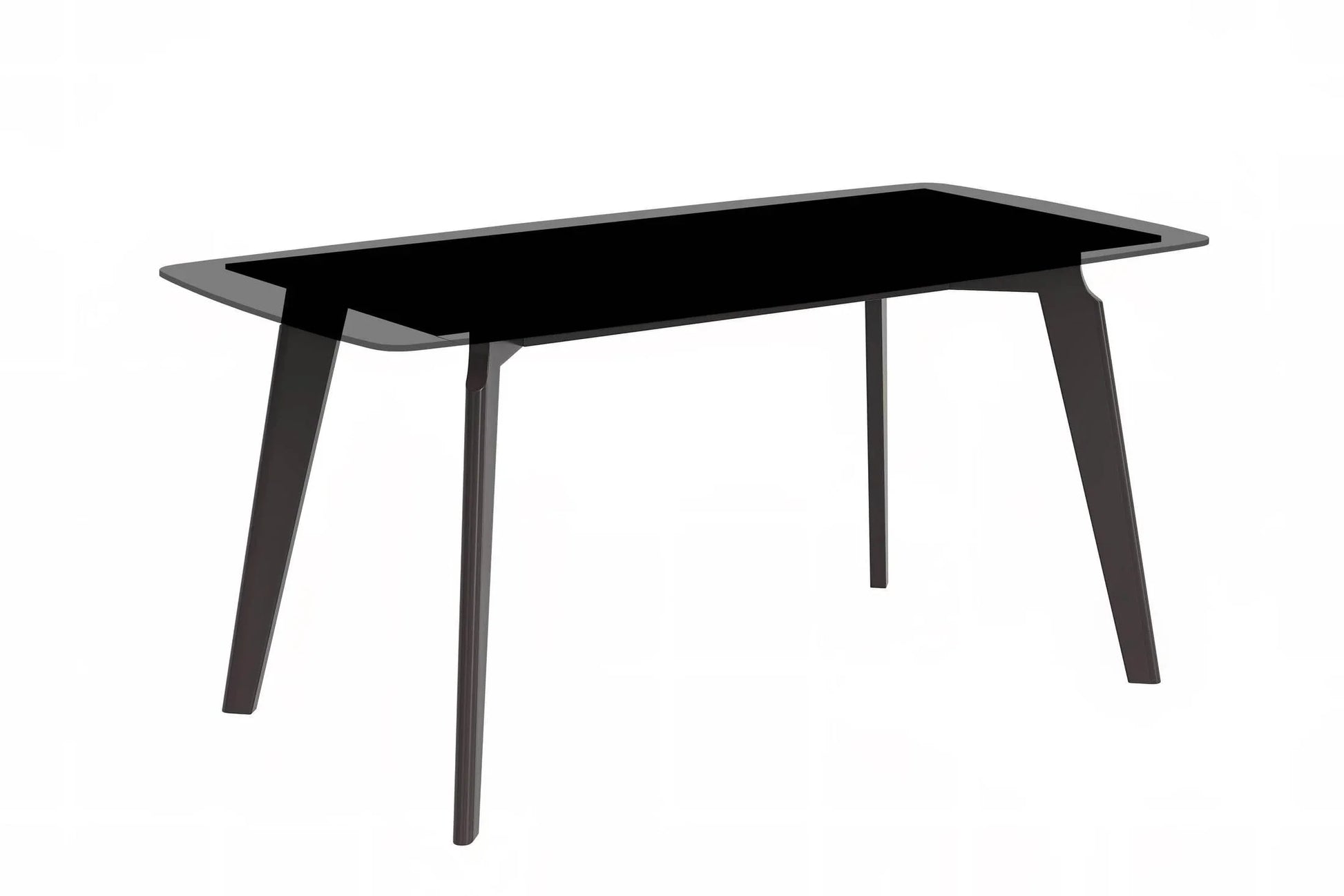 Krevor Modern Dining Table with Rectangular Stone/Glass Wide Tabletop with Black Steel Legs - Elax Furniture