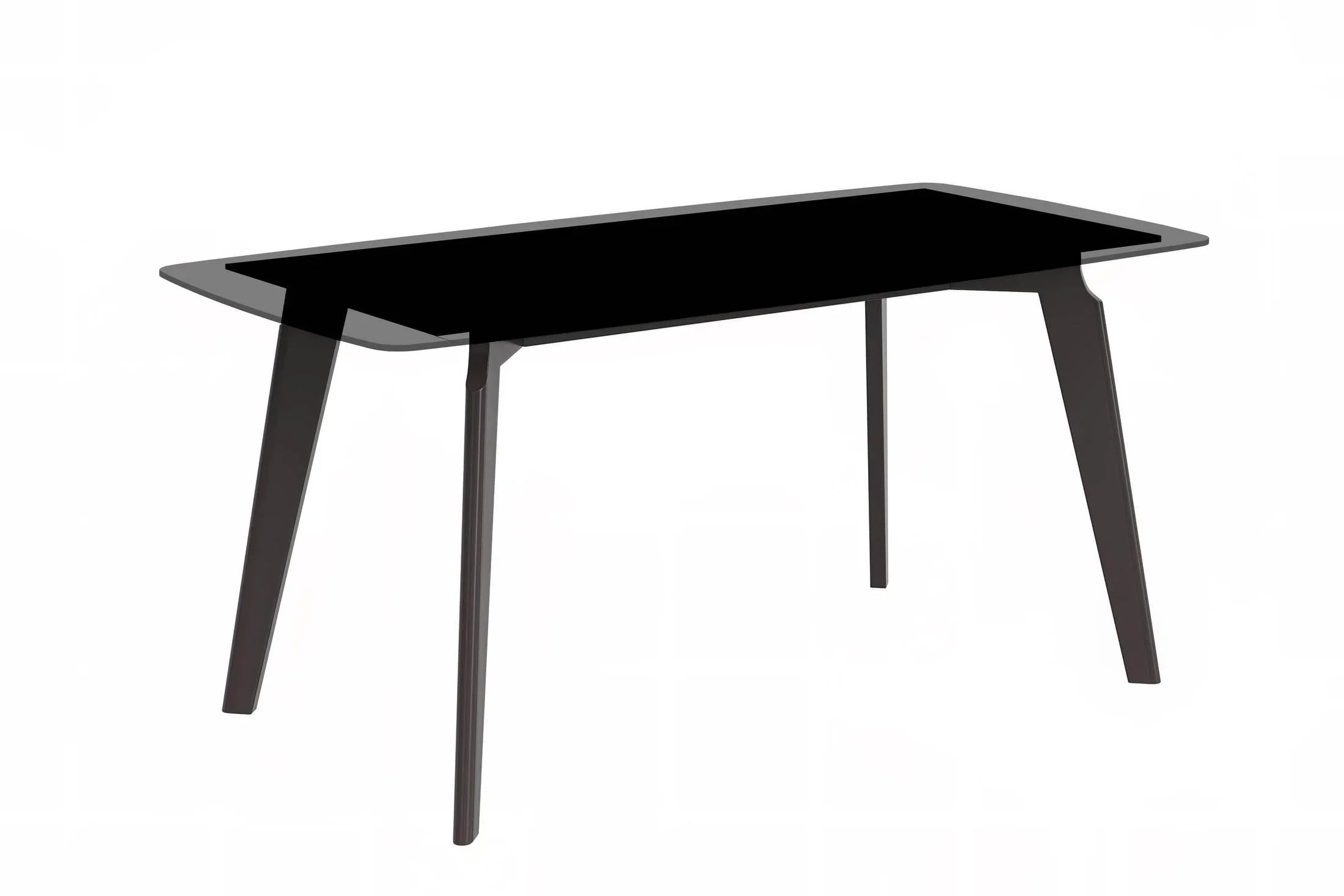 Krevor Modern Dining Table with Rectangular Stone/Glass Wide Tabletop with Black Steel Legs - Elax Furniture