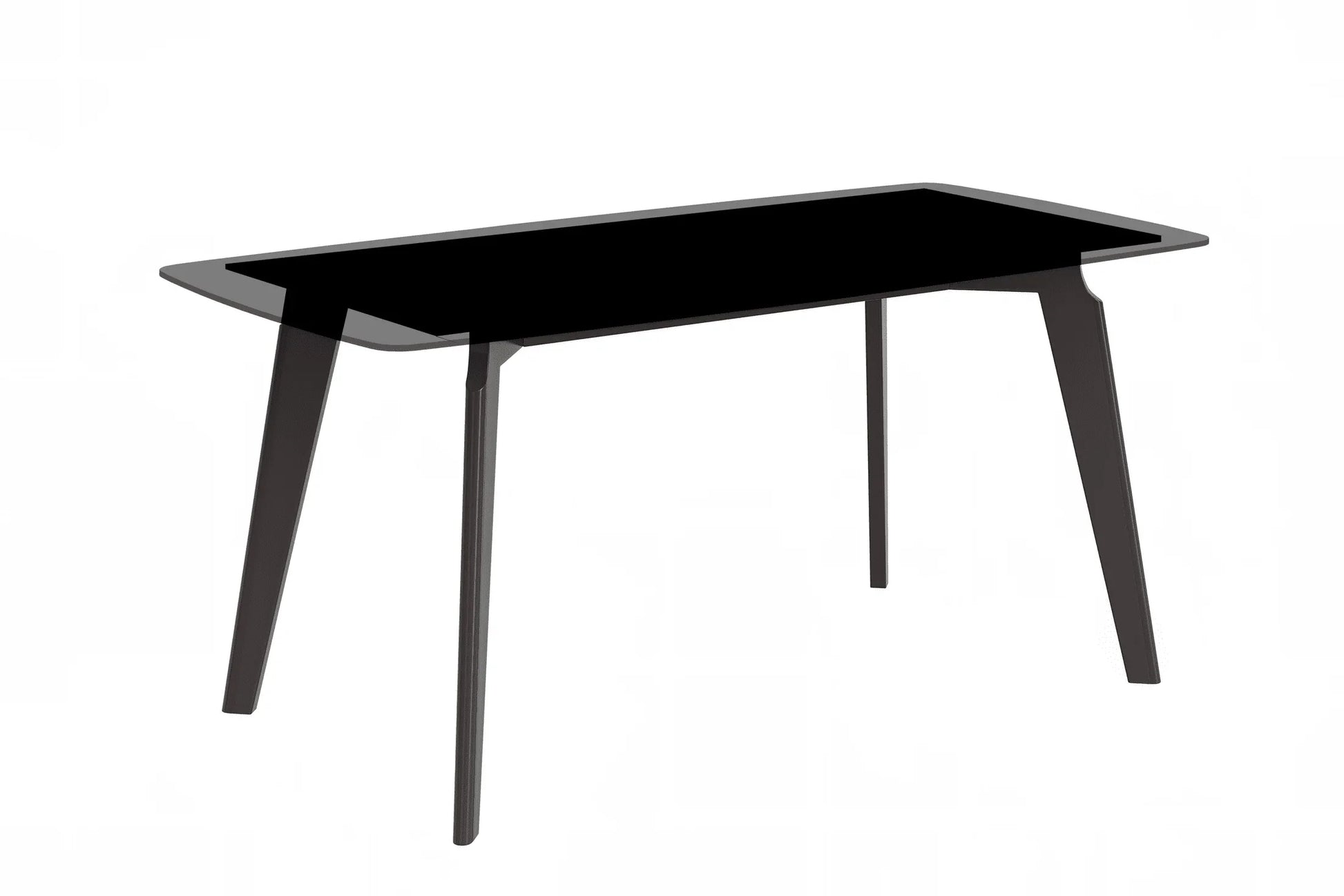 Krevor Modern Dining Table with Rectangular Stone/Glass Wide Tabletop with Black Steel Legs - Elax Furniture