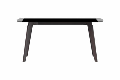 Krevor Modern Dining Table with Rectangular Stone/Glass Wide Tabletop with Black Steel Legs - Elax Furniture