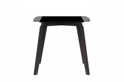 Krevor Modern Dining Table with Rectangular Stone/Glass Wide Tabletop with Black Steel Legs - Elax Furniture