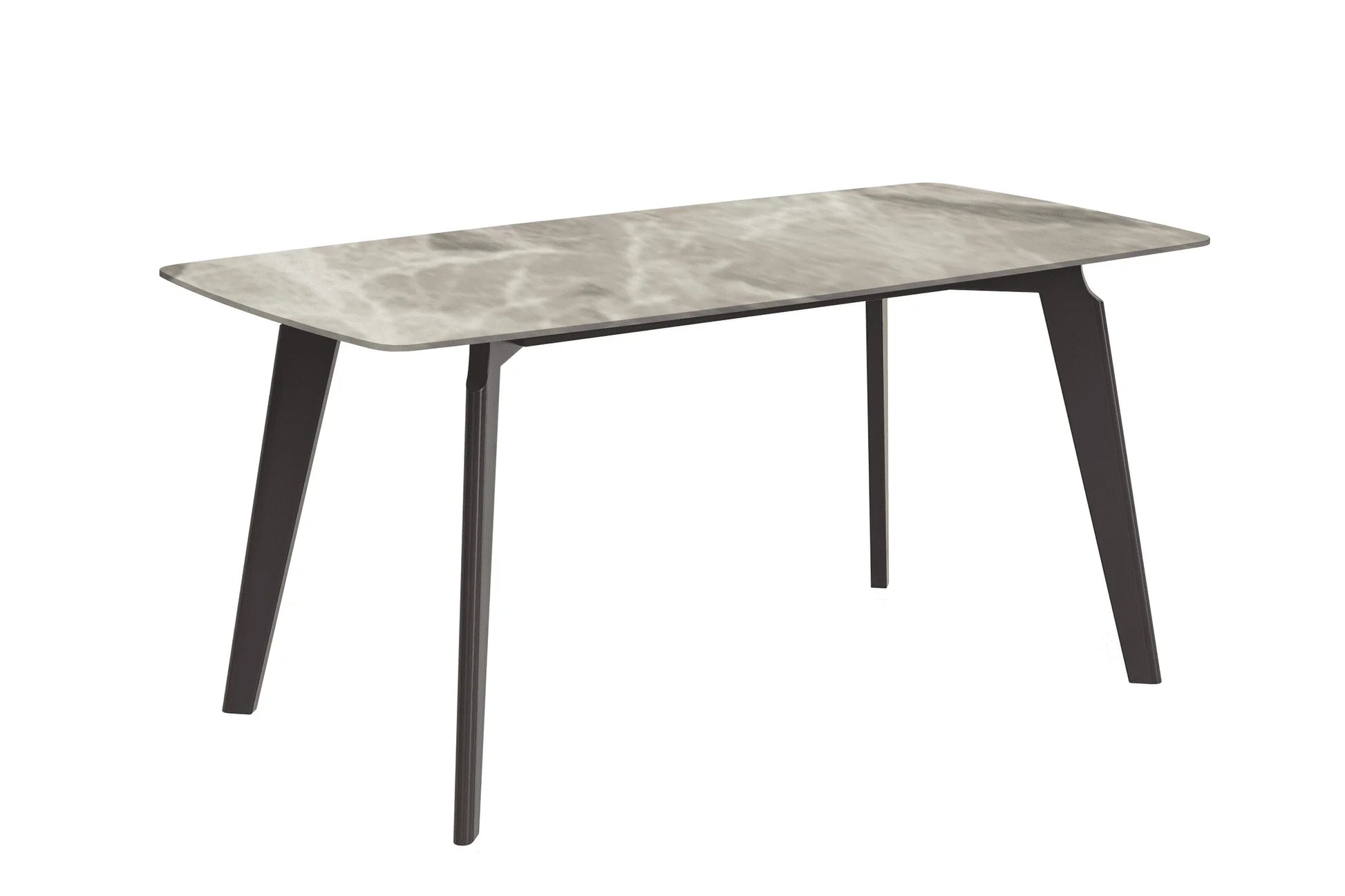 Krevor Modern Dining Table with Rectangular Stone/Glass Wide Tabletop with Black Steel Legs - Elax Furniture