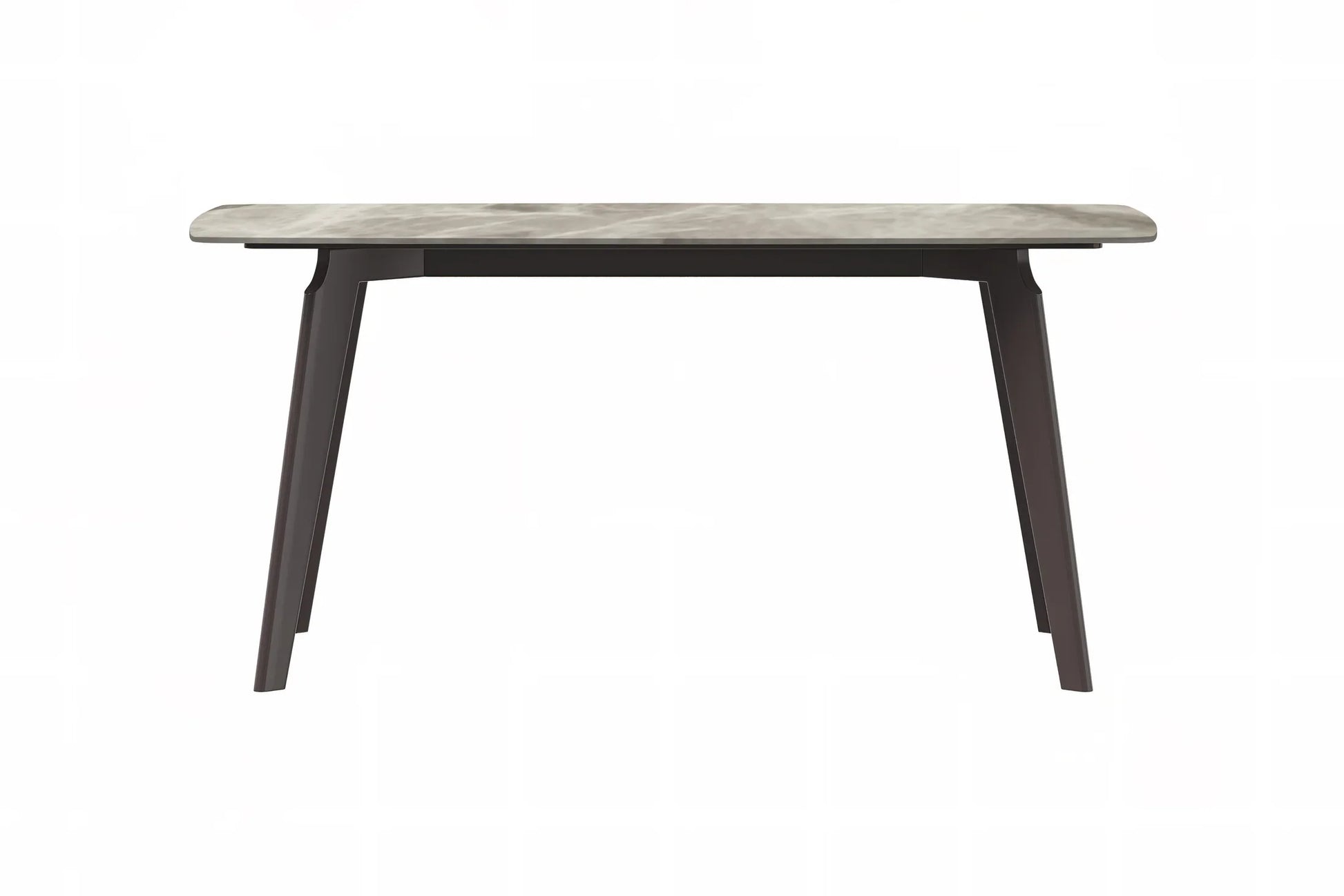 Krevor Modern Dining Table with Rectangular Stone/Glass Wide Tabletop with Black Steel Legs - Elax Furniture