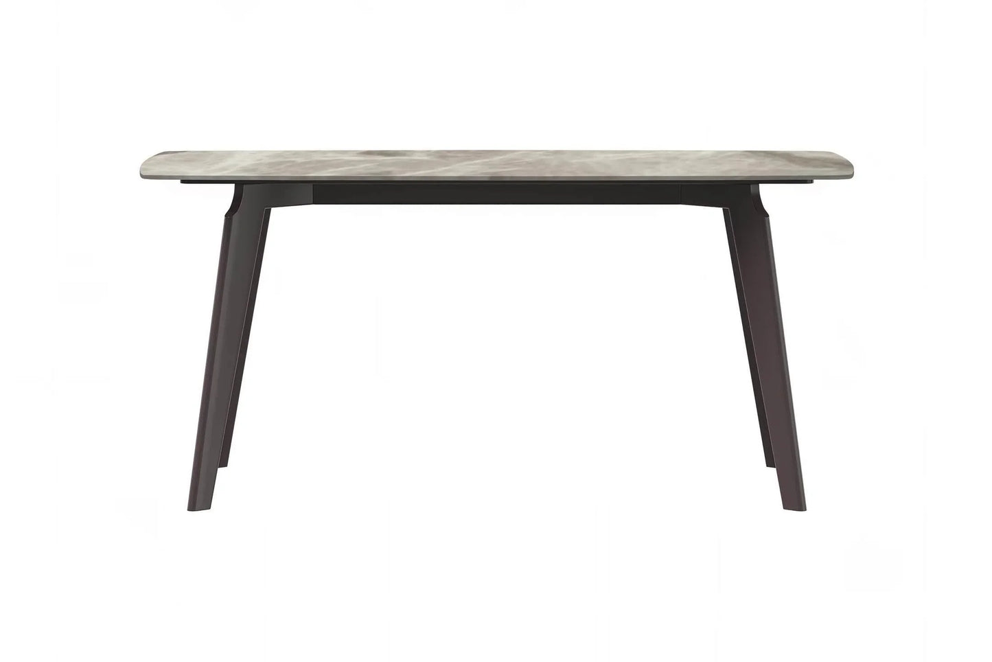 Krevor Modern Dining Table with Rectangular Stone/Glass Wide Tabletop with Black Steel Legs - Elax Furniture