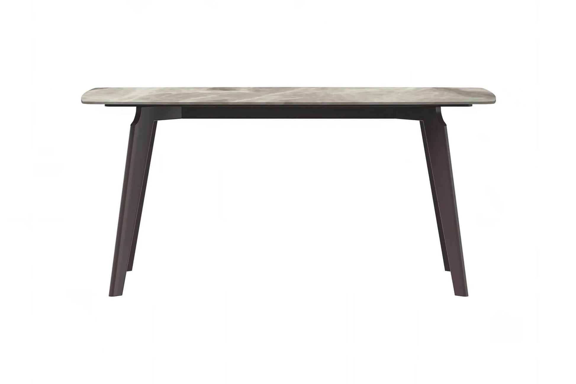 Krevor Modern Dining Table with Rectangular Stone/Glass Wide Tabletop with Black Steel Legs - Elax Furniture