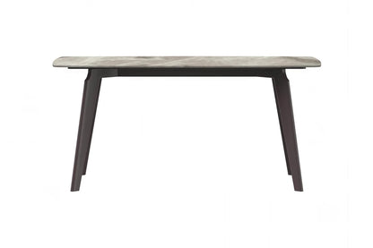 Krevor Modern Dining Table with Rectangular Stone/Glass Wide Tabletop with Black Steel Legs - Elax Furniture