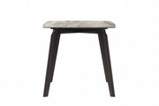 Krevor Modern Dining Table with Rectangular Stone/Glass Wide Tabletop with Black Steel Legs - Elax Furniture