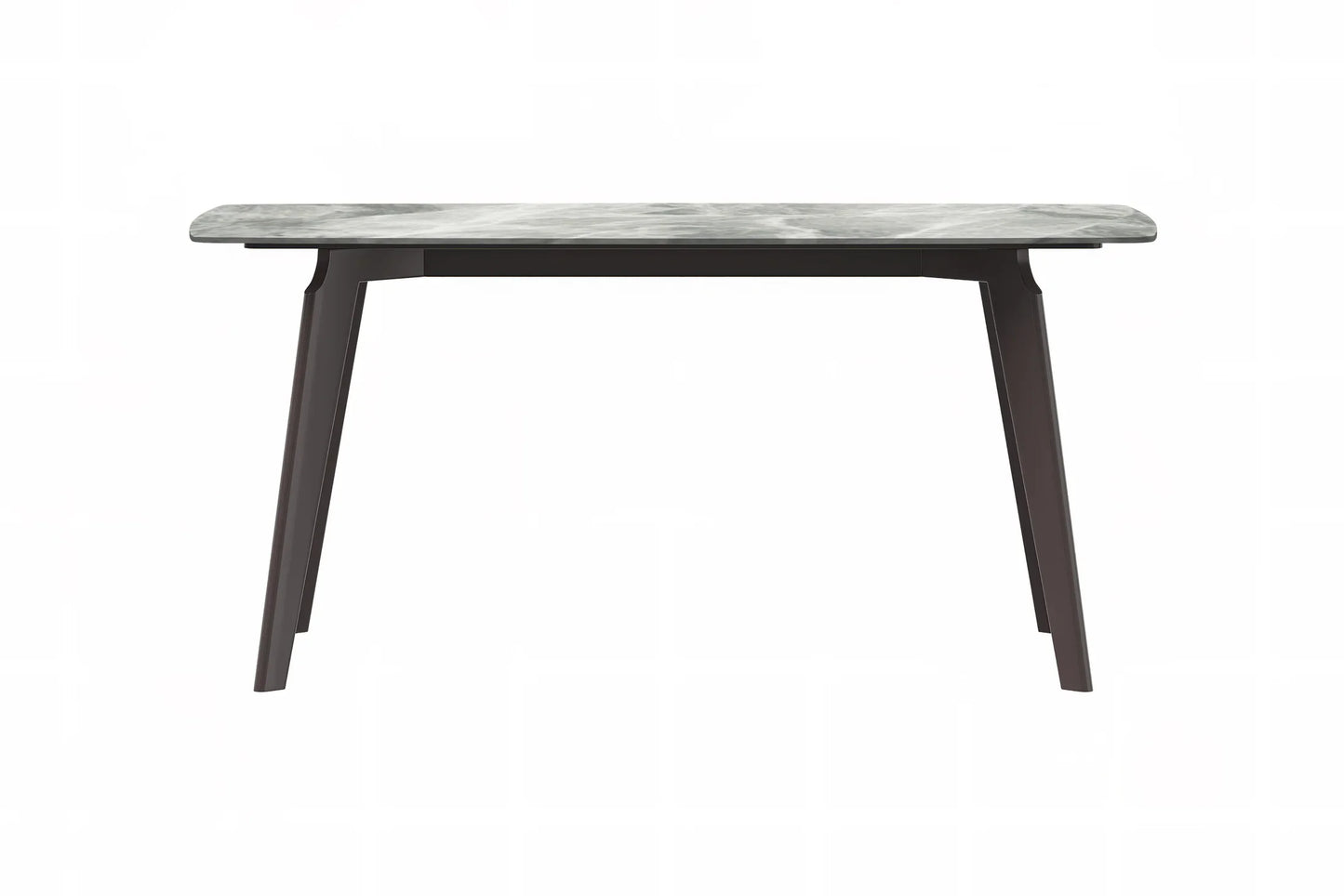 Krevor Modern Dining Table with Rectangular Stone/Glass Wide Tabletop with Black Steel Legs - Elax Furniture