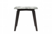Krevor Modern Dining Table with Rectangular Stone/Glass Wide Tabletop with Black Steel Legs - Elax Furniture